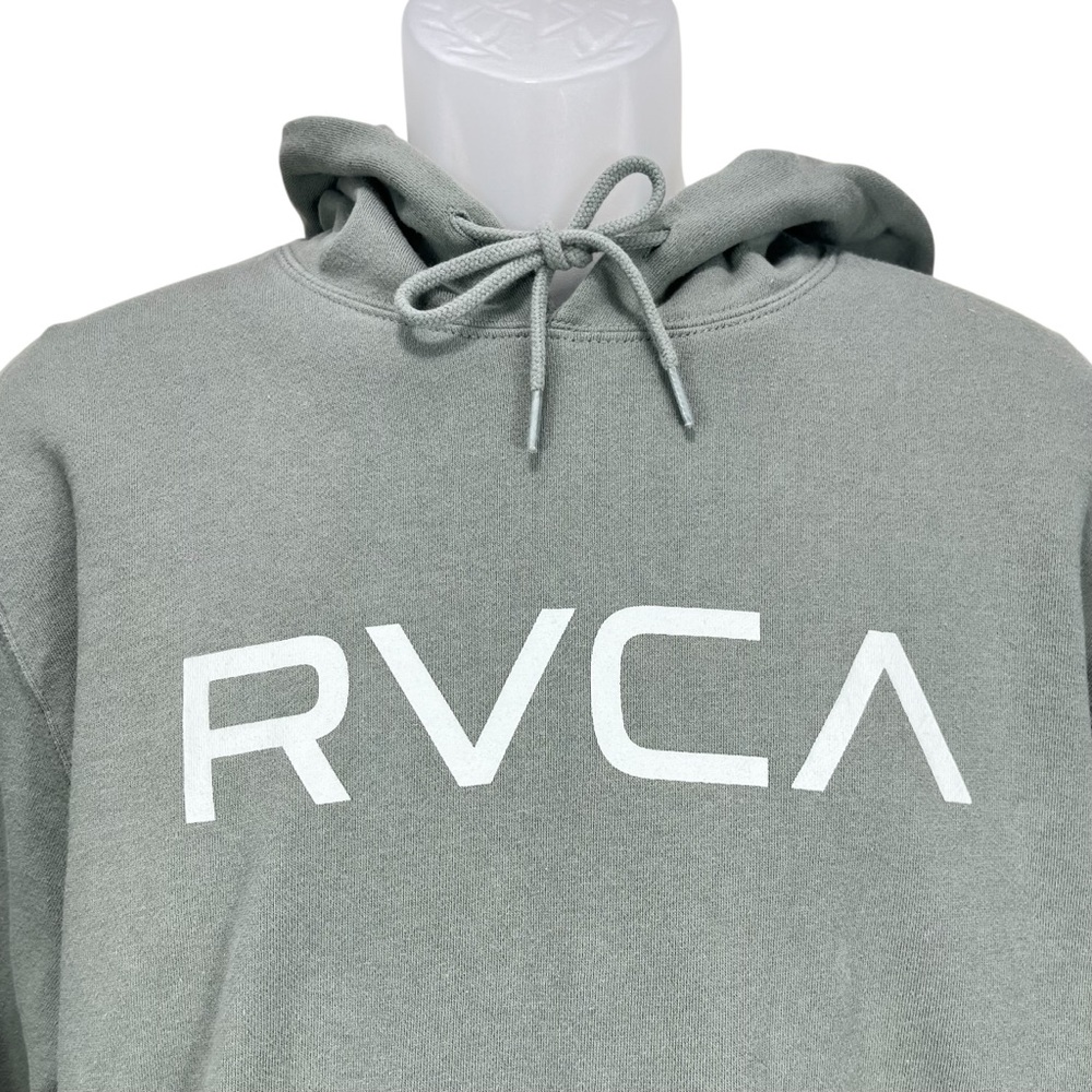 RVCA‎ Men’s Large Green Pullover Hoodie Logo Front Cotton Blend - Picture 2 of 6